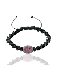 Natural Ruby Gemstone Bead Macrame Bracelet Silver Fashion Jewelry