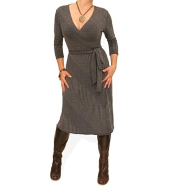 Blue Banana - Ribbed Knitted Wrap Dress
