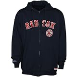 MLB Stitches Boston Red Sox Navy Blue Team Applique Full Zip Hoodie Sweatshirt (X-Large)