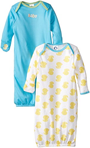 Gerber Unisex-Baby Newborn 2 Pack Neutral Ducks Lap Shoulder Gown