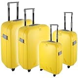 redolz 4er Set Hartschalen Trolleys R28106 Serie R2000 XXL / 74 cm + XL / 66 cm + L / 56 cm + Cabin / 48 cm, Gelb, 4 R�der 360� drehbar, alle 4 Trolleys ineinander platzsparend packbar, Gelbvon "redolz"