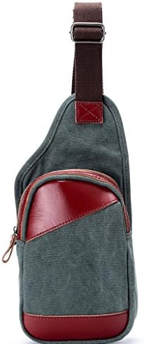 8.3 Inchs 100% Real Genuine Leather Small Canvas Military Messenger Shoulder Travel Hiking Bag Backpack - RUFFRYDER Unisex Cycling Cross Body Messenger Gym School Travel Backpack Rucksack,Lake Green