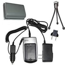 HQRP Replacement {COMBO} Premium Charger Set + Battery for Canon PowerShot S30 S40 S50 S60 S70 S80 Digital Camera plus HQRP Black Mini Tripod