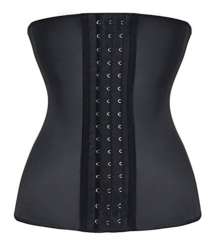 Camellias Women Classic 3 Hooks Latex Waist Trainer Corset For Weight Loss Waist Cincher Body Shaper Slimmer Tummy Control Shapewear Black Plus Size,SZ1988-3-Black-4XL