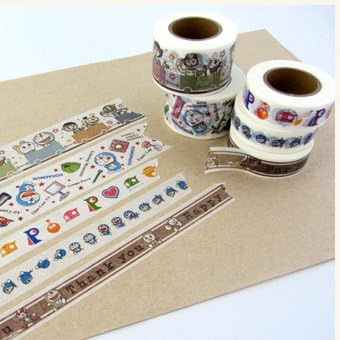Kawasaki City Fujiko F Fujio Museum masking tape A B a b c whole set of 5 [Doraemon, Kiteretsu Encyclopedia, Perman, Esper Magic beauty, 21 Emon, Pokonyan, Chinpui] (japan import)