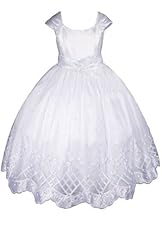 Girls Tea Length Flower-Girl Dress/Pageant Dress/Wedding Dress 