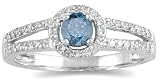 1/2 CTW Blue and White Diamond Ring in 10K White Gold