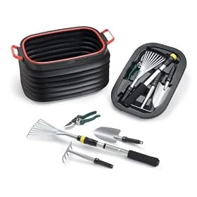 Picnic Time 6 Piece Rebel Garden Tool Kit With Expandable Plastic Bin #744-00-175 by Picnic Time