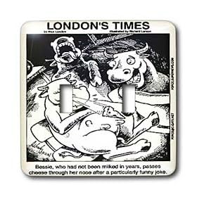 Londons Times Funny Cow Cartoons - Cows Laughing and Passing Cheese - Light Switch Covers - double toggle switch