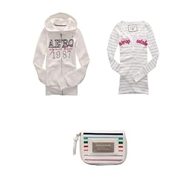 Buy Brand New Aeropostale Bleach (White) Aero 1987 Zip-Front Hoodie; Bleach Striped Thermal Logo Henley... by Aeropostale