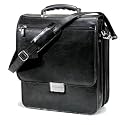 Briefcase Signature Upright Messenger Style in Black Leather by Day-Timer