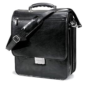 Buy Briefcase Signature Upright Messenger Style in Black Leather by Day-Timer by Day Timer