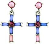 Purple Cross Dangle Earrings