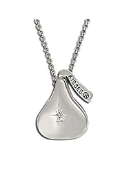 Sterling Silver Officially Licensed Hersheys Kiss CZ Locket w/ Chain 3/4 inch x 3/4 inch