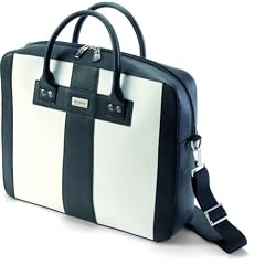 CosmoLeather Ledertasche f�r Notebooks bis 39,1 cm (15,4 Zoll) wei� schwarz