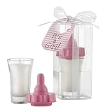 Kate Aspen Baby's First Bottle Filled-Glass Candle with Adorable Bib Tag - Set of 4, Pink
