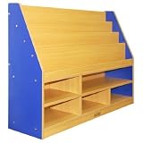 Ecr4kids Colorful Essentials Book Display with Storage 6 Compartment Blue