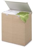 Honey-Can-Do HMP-01367 Two-in-One Double Resin Hamper with Cover, Natural, 2-Bin