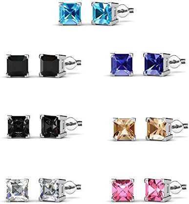 Tk Beauty "Love At First Light" Womens Fashion Jewelry 18k White Gold Plating Swarovski Elements Crystal 7 Pairs Stub Earrings