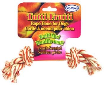 Vo-Toy Tutti Fruiti Rope Dog Toy Bone Peach