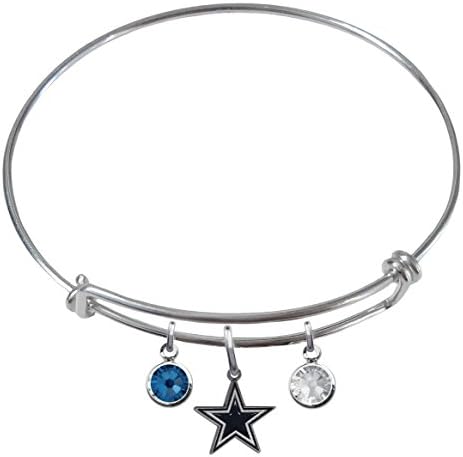 Dallas Cowboys Expandable Wire Charm Bracelet Bangle w/ Team Color Crystals