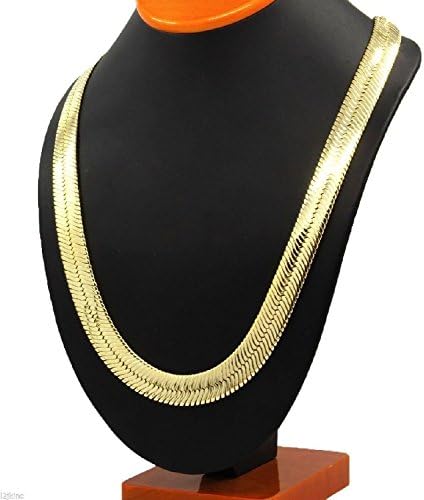 TDmall Men &amp; Lady Gold Tone 3mm - 14Mm Flat 17" - 30" Herringbone Necklace Chain (Length:18in;wide:7mm)