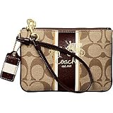 Coach Signature Heritage Stripe Case Wristlet Bag 41659 Brown
