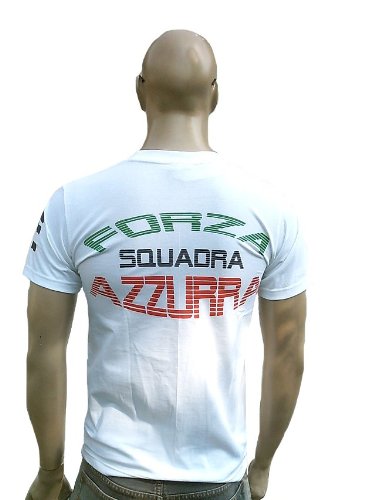 Ticila Herren T-Shirt Italia Italien Italy Forza Squadra Azzurra Azzurri Fussball WM EM Designer Fan Tee Trikot Weiss M 50