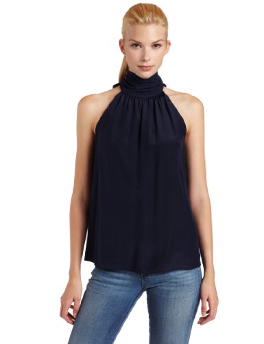 525 America Women's Silk Halter Tank, New Navy, Small