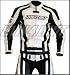 Motorradkombi Lederkombi Motorradjacke + Motorradhose in weiss-schwarz - passend zu Yamaha, Suzuki und Honda