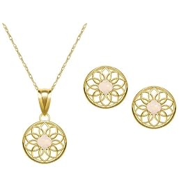 10k Yellow Gold, October Birthstone, Synthetic Opal Floral Disc Earring and... by Amazon.com Collection