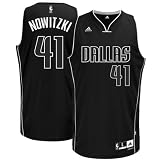 NBA Men's Dallas Mavericks Dirk Nowitzki Black-Black-White Swingman Jersey (Black/White, Large)