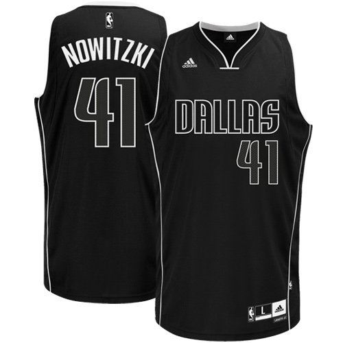 NBA Men's Dallas Mavericks Dirk Nowitzki Black-Black-White Swingman Jersey (Black/White, X-Large)