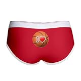 Artsmith, Inc. Women's Boy Brief Underwear I Love Basketball - Red/White, Medium