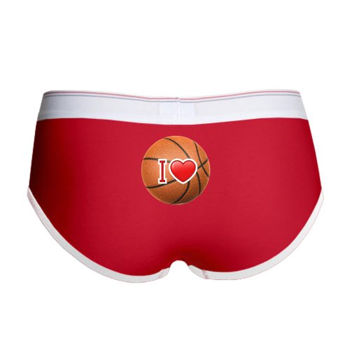 Artsmith, Inc. Women's Boy Brief Underwear I Love Basketball - Red/White, Medium