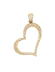 Ladies 18K Yellow Gold 0.72Ct Round Cut Diamond Designer Charm Heart Pendant 3.5Gr