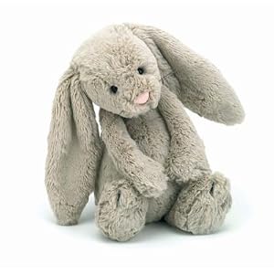 Plush Bashful Medium Beige Bunny 12 by 