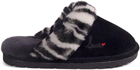 Snooki Zebra Scuff Sheepskin Slippers - Black - Large