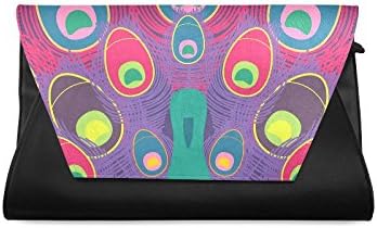 HomeWishes Peacock PU leather Clutch Bag for Women and Girls,Black