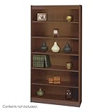 IMAGE OF Safco 1505WLC Walnut 6-Shelf Square-Edge Veneer Bookcase
