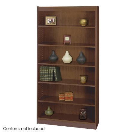 Safco 1505WLC Walnut 6-Shelf Square-Edge Veneer Bookcase