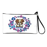 Artsmith, Inc. Clutch Bag Purse (2-Sided) I'm So Happy Puppy Dog with Flowers