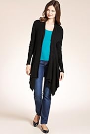 Open Front Long Sleeve Ribbed Oblong Cardigan