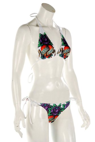 Women's Ed Hardy 2 Pcs. Eternal Love String Bikini Swimsuit
