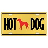 New  American Pit Bull Terrier - Hot Dog  License Plate Dog