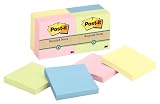 3M Post-it 3 x 3 Inch Notes, Four Pastel Colors, 100 Sheets 12 Pack (654-RPA)