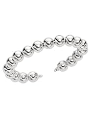 Silver Rhodium Plated 10mm Polish Round Bead Cuff Bangle
