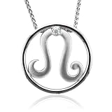 Zodiac Sign Leo Silver Diamond Pendant Necklace (HI, SI-I, 0.05 carat) - All 12 Signs Available