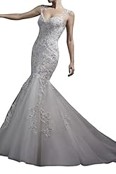Natural   Waistline Sweetheart Mermaid Open-Back Lace Applique Wedding Dress 
