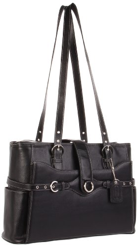 Siamod 45625 Fratti Napa Cashmere Leather Laptop Tote (Black)